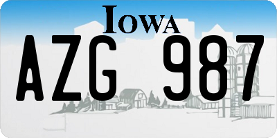 IA license plate AZG987