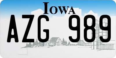 IA license plate AZG989