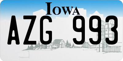 IA license plate AZG993