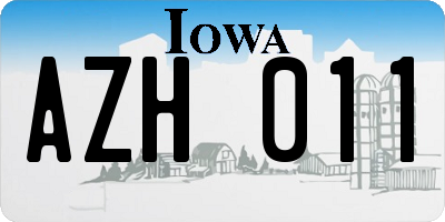 IA license plate AZH011