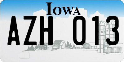 IA license plate AZH013