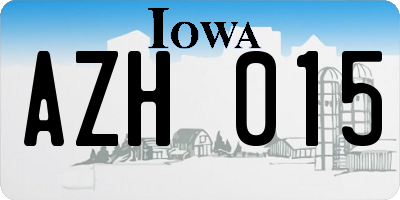 IA license plate AZH015