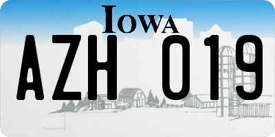 IA license plate AZH019