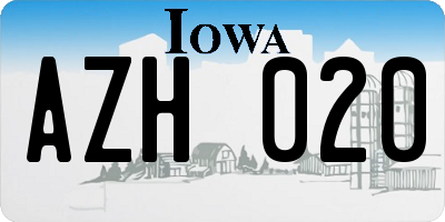 IA license plate AZH020