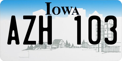 IA license plate AZH103