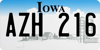 IA license plate AZH216