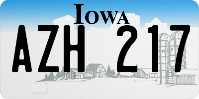 IA license plate AZH217
