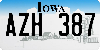 IA license plate AZH387