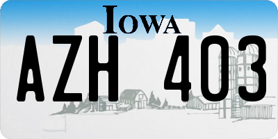 IA license plate AZH403