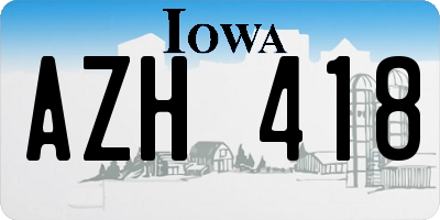 IA license plate AZH418