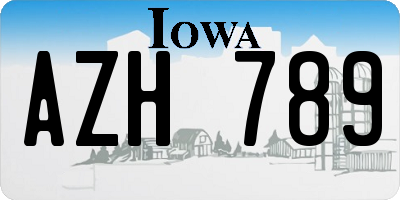 IA license plate AZH789