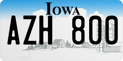 IA license plate AZH800