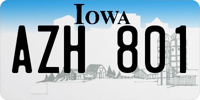 IA license plate AZH801