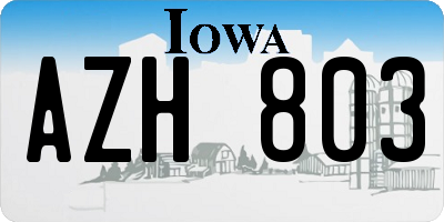 IA license plate AZH803