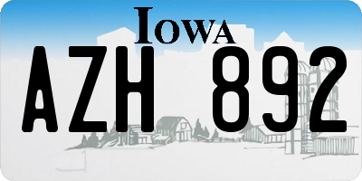 IA license plate AZH892