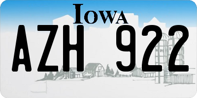 IA license plate AZH922