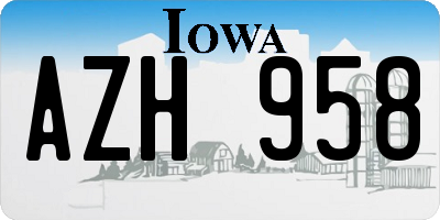 IA license plate AZH958