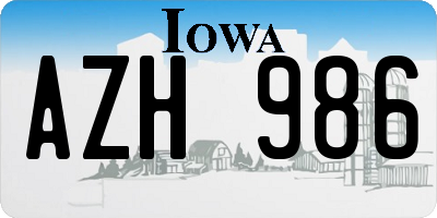 IA license plate AZH986