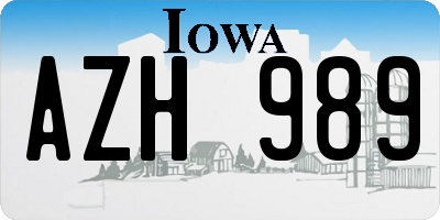 IA license plate AZH989