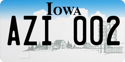 IA license plate AZI002