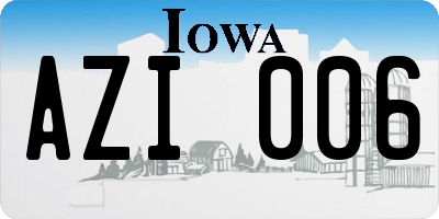 IA license plate AZI006