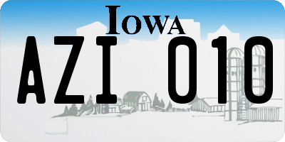 IA license plate AZI010