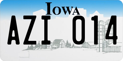IA license plate AZI014