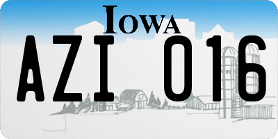 IA license plate AZI016
