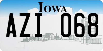 IA license plate AZI068