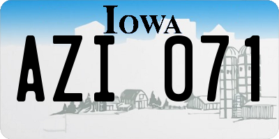 IA license plate AZI071
