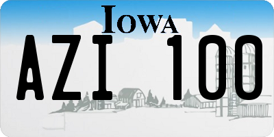 IA license plate AZI100