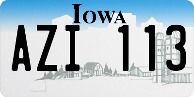 IA license plate AZI113