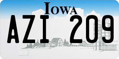 IA license plate AZI209