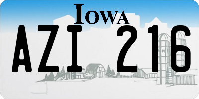 IA license plate AZI216