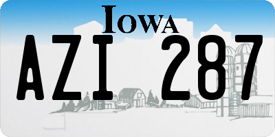 IA license plate AZI287