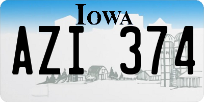 IA license plate AZI374