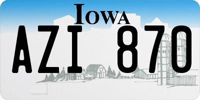 IA license plate AZI870