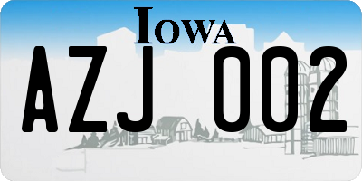 IA license plate AZJ002