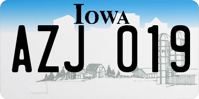IA license plate AZJ019