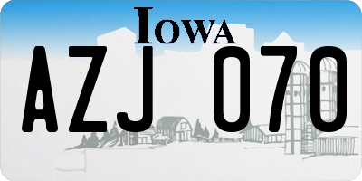 IA license plate AZJ070