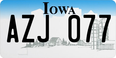 IA license plate AZJ077