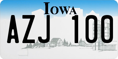 IA license plate AZJ100