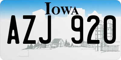 IA license plate AZJ920