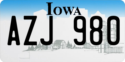 IA license plate AZJ980