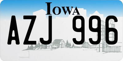 IA license plate AZJ996