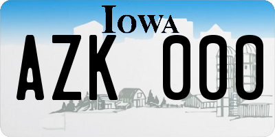 IA license plate AZK000