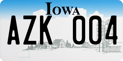 IA license plate AZK004