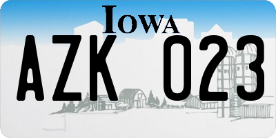 IA license plate AZK023