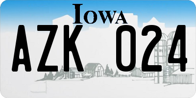 IA license plate AZK024