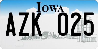 IA license plate AZK025